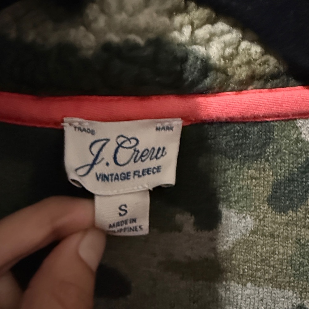 J. Crew Green Camo Sherpa Turtleneck Sweater - Picture 6 of 7
